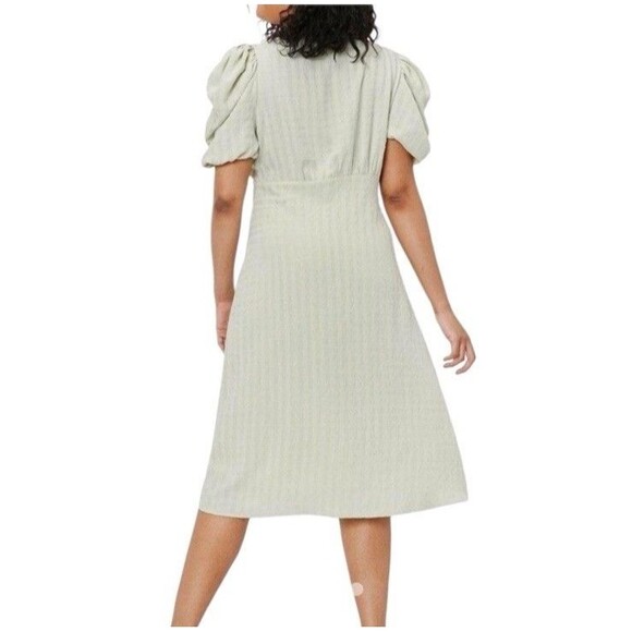 Nasty Gal Plus Size 16 Midi Dress V-neck Button Down Puff Sleeve Sage Green NWT - Picture 3 of 15